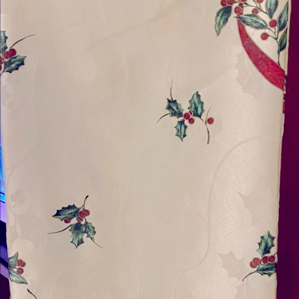 Lenox, holiday tablecloth that will bring joy to any table at Christmas time